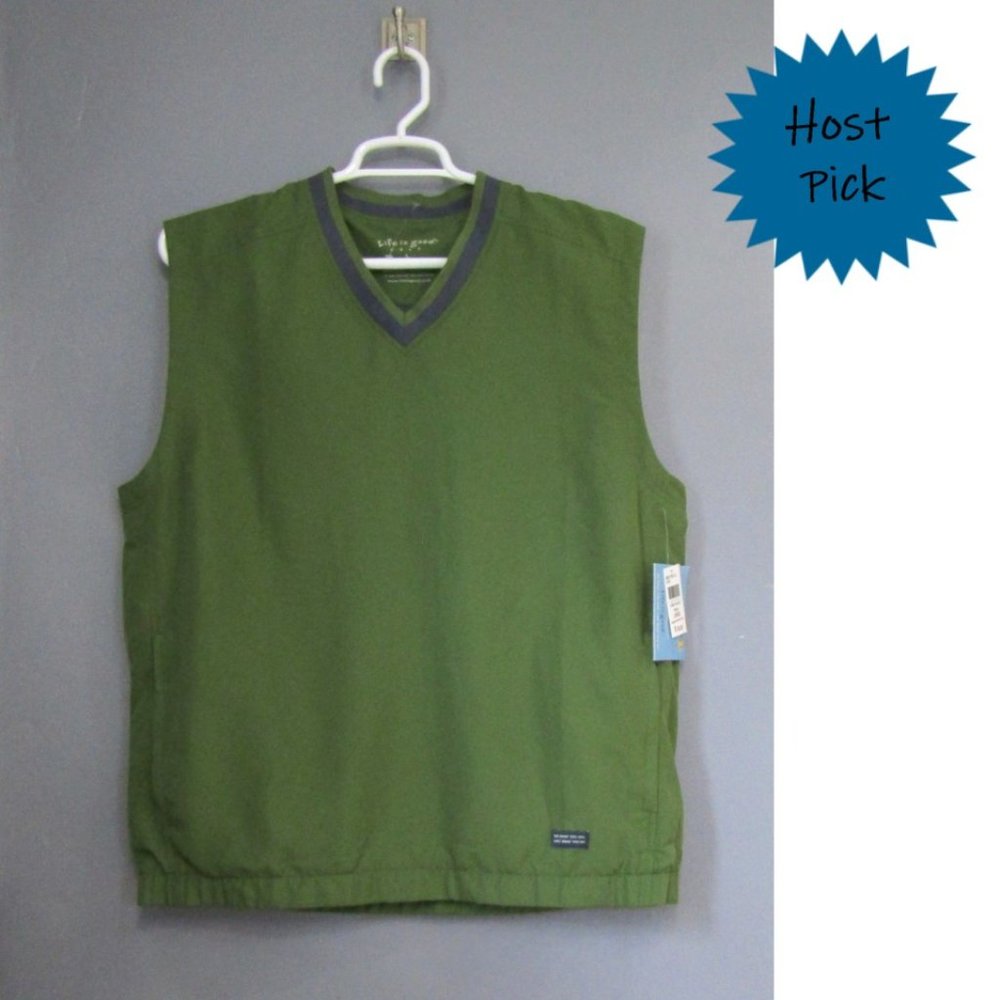 NEW Life is Good Golf Green Wind Vest Size L